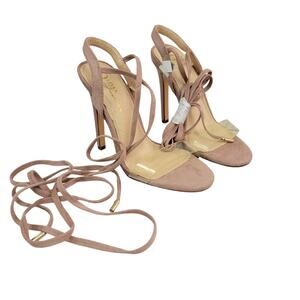 Olivia Ariana Size 6 Blush Lace-Up Stiletto Heels